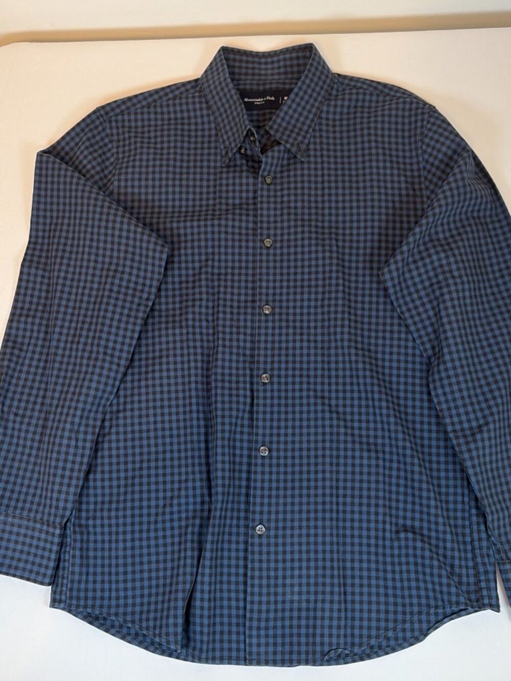 Abercrombie & Fitch Stretch Gingham Check Dress Shirt Men's M Blue